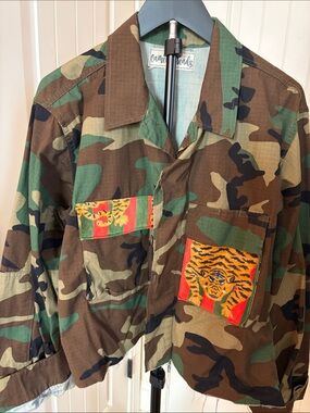 Camel Threads Unique Camo Jacket with velvet Tiger patches